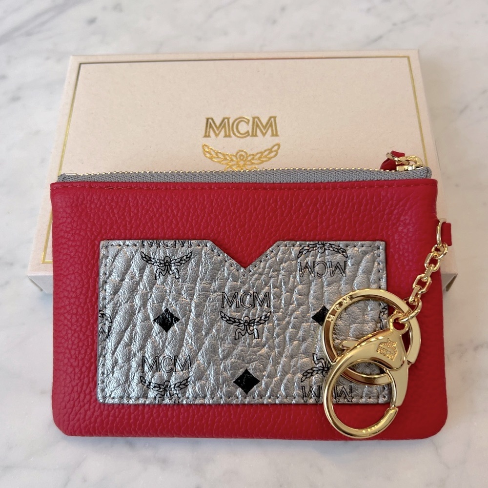 MCM Zipper Coin Pouch Key Chain NIB